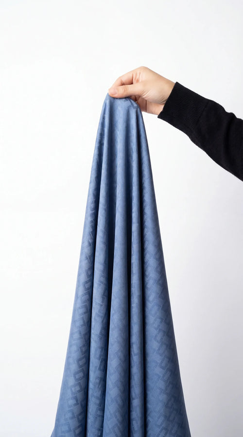 Jacquard Hijab Dusty Blue Brick Design