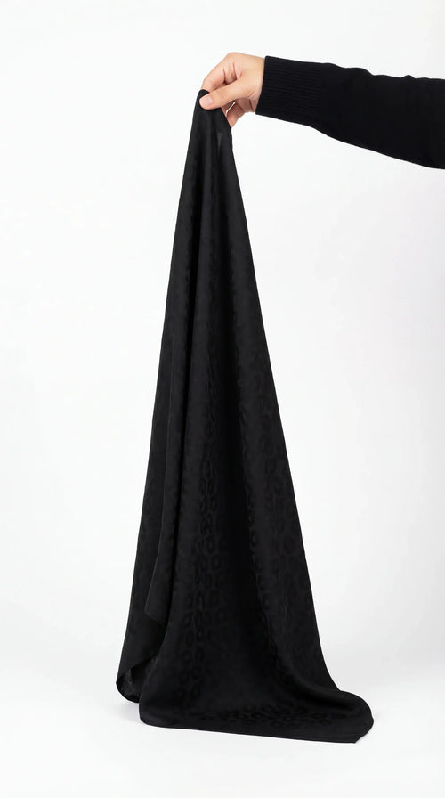 Jacquard Hijab Deep Black Linn Design