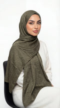 Jacquard Hijab Dark Olive Melosia Design